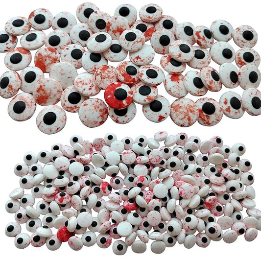 2 Bottles Candy Eyeballs Bloody Red Eyes Cake Cupcake Toppers Cookie Decorations,Two Size Mixed, Edible Dessert Sprinkles for Halloween Christmas Cake Cupcakes Decoration