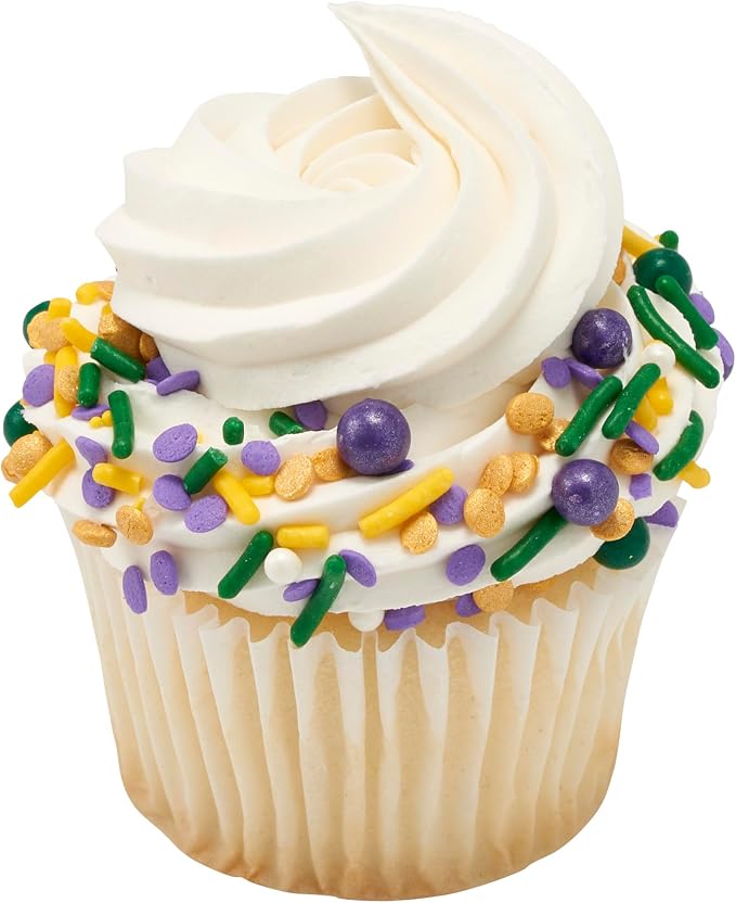 DECOPAC Mardi Gras Deluxe Fusion Mix Candy Sprinkles, 26oz, Edible Sprinkles in Handheld Container, Sugar Cake Decorations For Celebration Cakes, Cupcakes, Cookies, Ice-cream, and Donuts