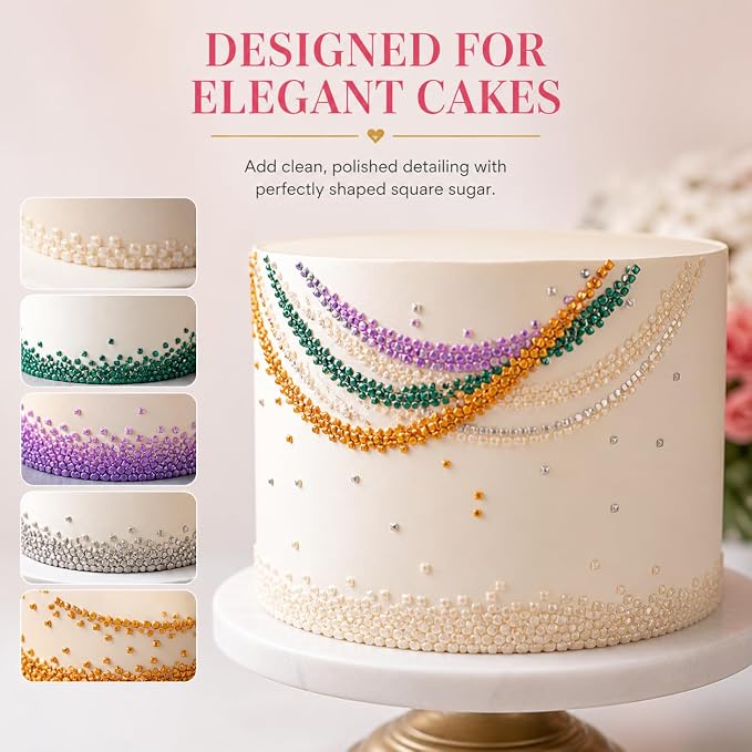 Confect Sprinkle Mix – 5-Pack Assorted Edible Sugar Crystals in White, Green, Purple, Silver & Gold –Alice in Wonderland Sparkling Sugar Sprinkle- Decorative Toppings for Cakes, Cupcakes & Cookies –Vegan, Gluten-Free, Nut-Free, Soy-Free, Dairy-Free, Pa...