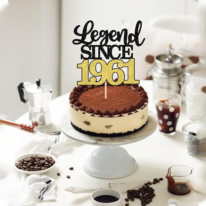 1 PCS Legend Since 1961 Cake Topper Black Gold Glitter Sixty Five Happy 65th Birthday Cake Pick Hello 65 Cheers to 65 Years Cake Decoration for 65th Birthday Anniversary Party Decorations Supplies