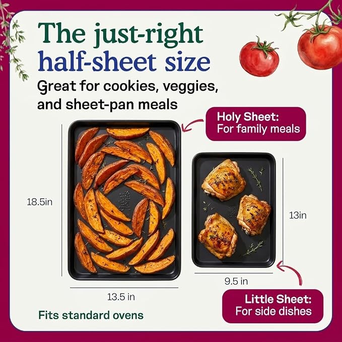 Great Jones Holy Sheet Pan (Pepper) | Nonstick, Half-Sheet Pan | Aluminized Steel, 18.5" x 13.5" | For Baking, Roasting, & Broiling | Premium Bakeware with Even Heat Distribution | Dishwasher-Safe
