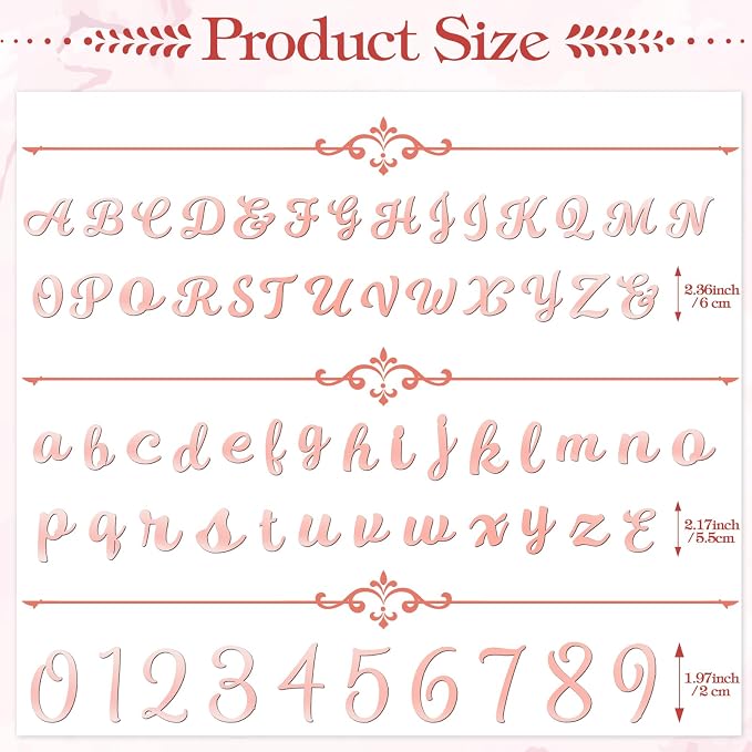 Teenyyou 68 Pcs Acrylic Alphabet Number Cake Topper 0-9 Number and A-z Letters Personalized Cake Picks Decor DIY Name Cupcake Toppers Graduation Wedding Baby Shower Party(Rose Gold)