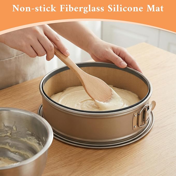 4 Set Silicone Baking Mat for Springform Pan 4/7/9/10 Inch, Prevent Cake From Sticking to Bottom and Side, Easy Clean Nonstick Silicone Liners Baking Mat for Baking Cheesecake Pan