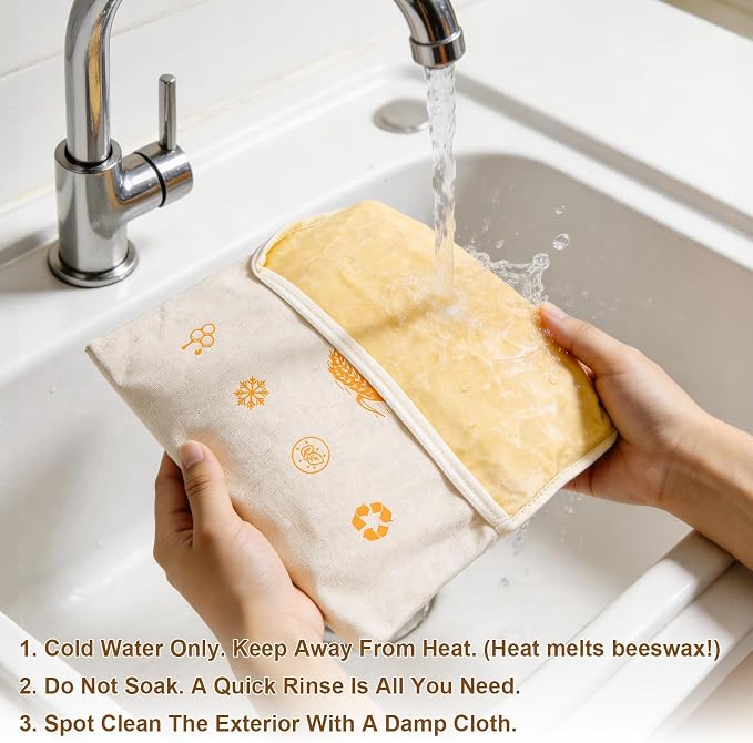 2 Pack Beeswax Bread Bags for Sourdough, Reusable Bread Bag with Wide Zipper, 16×12 Inch Large Capacity Cotton Bread Storage Bags for Homemade Bread Freezer-Friendly & Freshness Preservation