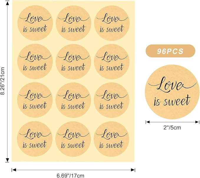 G2PLUS Love is Sweet Stickers Labels, Wedding Favor Label Sticker, 2 in Round Wedding Treat Sticker for Gift Wrapping, Anniversary, Engagement, Birthday, Baby Shower Party Favors