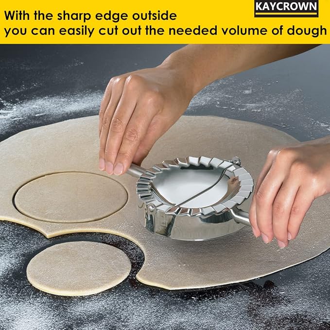 KAYCROWN 6 Inch Empanada Press, Stainless Steel Dumpling Maker Dough Cutter Dumpling Mold for Empanada, Dumpling, Ravioli, Pierogi, Turnovers, Calzone (XL: 6 inch)