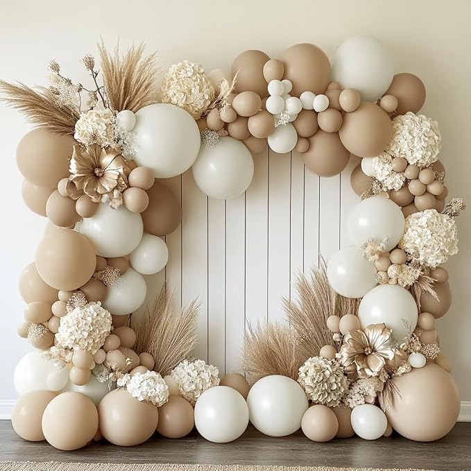 Nude Beige Balloon Double Stuffed Tan Brown Balloons Garland Different Sizes Latex Apricot Balloons Arch Kit for Neutral Baby Shower Jungle Theme Woodland Teddy Bear Birthday Boho Party Decorations