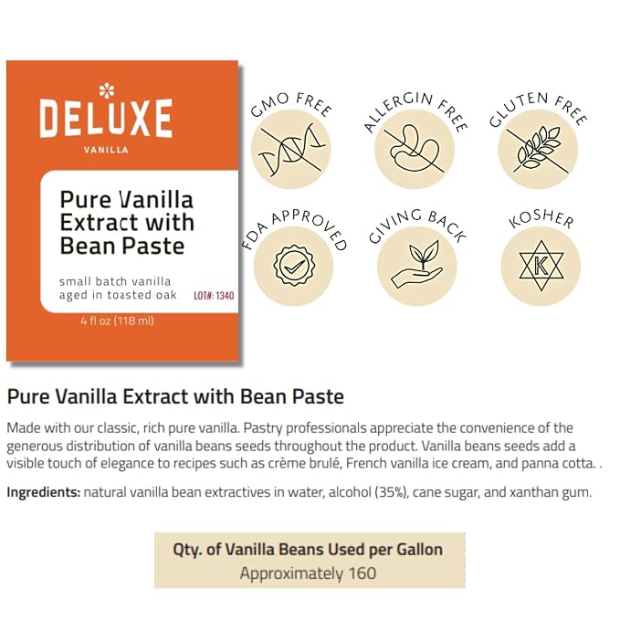 Real Vanilla Bean Paste Bulk 1 Gallon / 128 oz Deluxe Vanilla Paste for Baking and Cooking, Potent Flavor