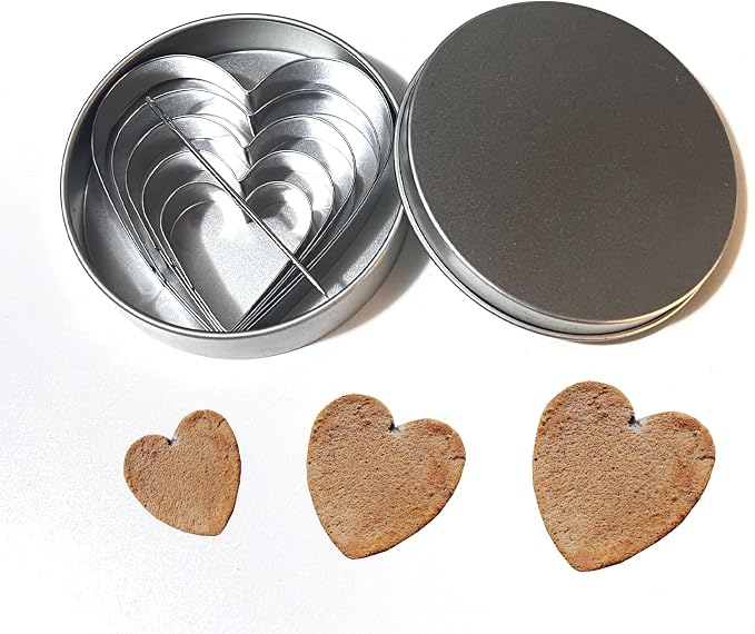 Heart Cookie Cutter Set of 5 - Stainless Steel Baking Molds for Valentines Day, Christmas, Birthdays | Dishwasher Safe Cookie Tools for Bakers