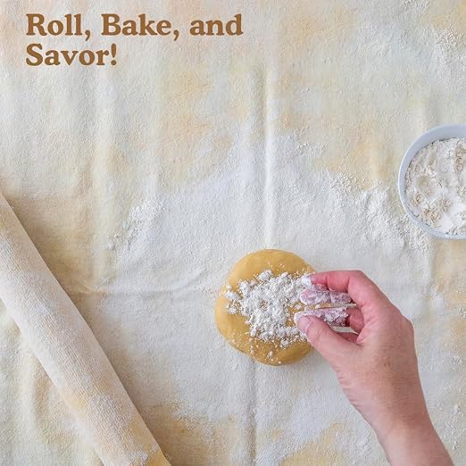 Regency Wraps Natural Pastry Cloth & Rolling Pin Cover Set, 100% Cotton Cloth & Pin Cover for Non-Stick Dough Rolling, 20x24" cloth with Sewn Edges ,15" Rolling Pin Cover