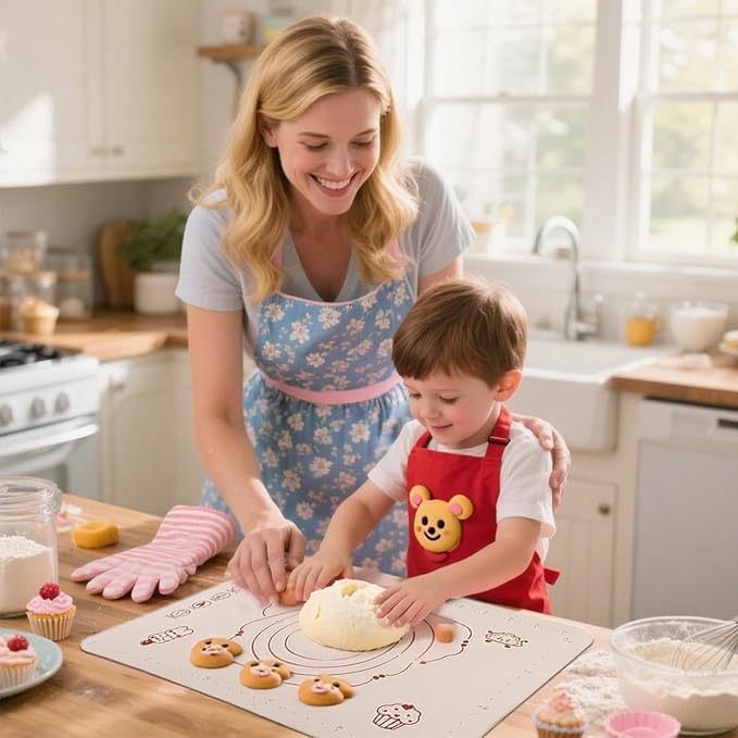 Silicone Baking Mat with Measurements, Non-Slip Non Stick Pastry Mat Sheetfor for Dough,Pastry, Bread, Cookies, Pizza, Fondant, Pasta