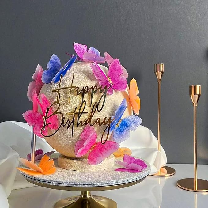 Jspupifip 22 PCS Gold Birthday Cake Topper Set,Acrylic Mirror Cake Numbers 0-9 Cupcake Topper Personalized Cake Picks (Gold)