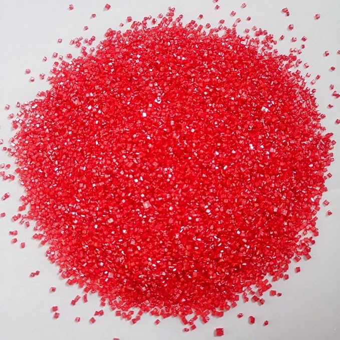 HeDeon&Rles Edible Red Sanding Sugar Crystals for Baking 120g/4.23oz Sparkling Sugar Crystals Cake Cupcake Pancake Ice Cream Top Birthday Wedding Easter Valentines Halloween ChristmasCake Decoration