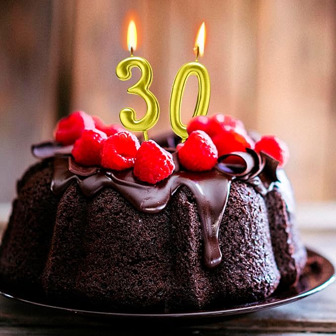 Beanlieve 10-Pieces Numeral Birthday Candles - Cake Numeral Candles Number 0-9 Glitter Cake Topper Decoration for Birthday,Wedding Anniversary,Party Celebration (Gold)