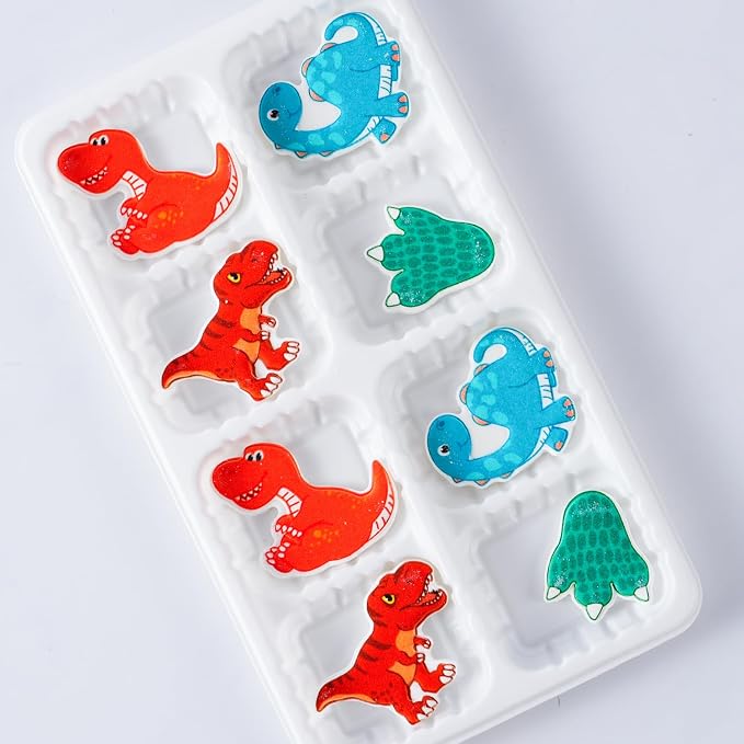 Dinosaur Icing Decorations Edible Cake Decoration Royal Dino Icing Decorations for Cakes Cupcake Cookies Cake Decorating - baby Shower Gender Reveal Kids Baking Birthday Party Treats (8 Count)