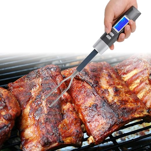 Digital Meat Thermometer Fork - 13.7" Instant Read BBQ Thermometer Fork | with LCD Display,Accurate Fast Reading Grill Fork for Kitchen Cooking,Turkey & Outdoor Grilling