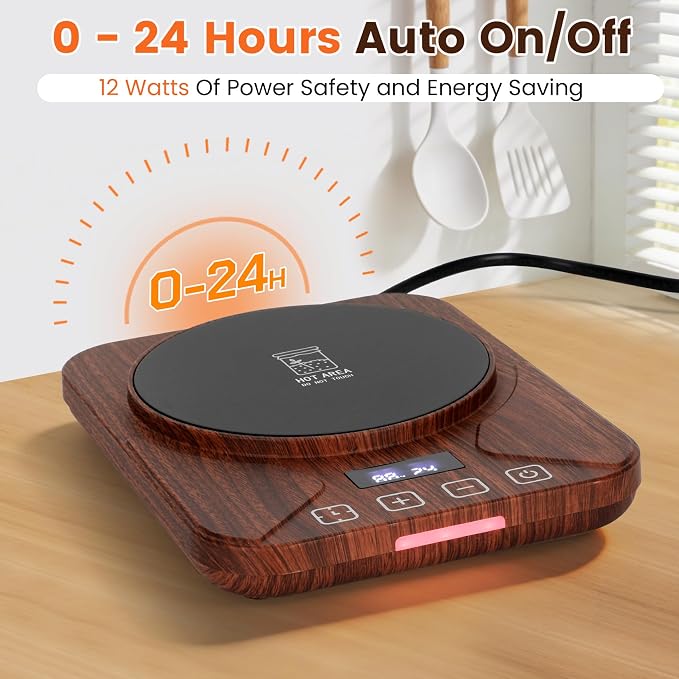 Sourdough Starter Warmer with 1°F Thermostat Control(70-100℉)24H Timer Memory Function Heating Pad for Fermentation, Heating Mat for Home Baking Fits Jars Up to 40oz (Wood Grain)