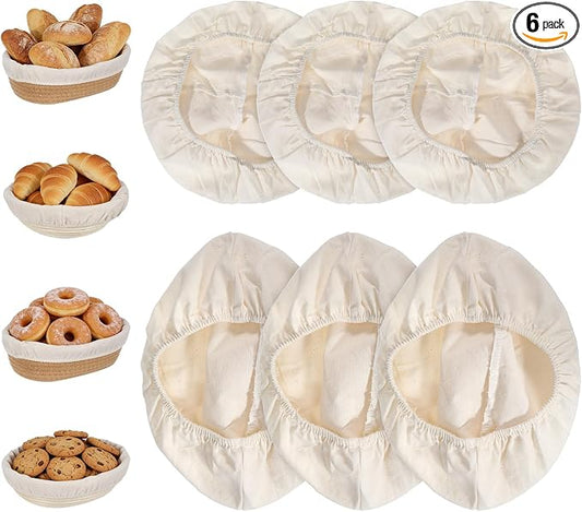 6 Pcs Banneton Liner, Reusable Proofing Basket Liner, Washable Bread Covers for Proofing, Oval Round Sourdough Covers for Proofings Baking Accessories for Home Bread Making