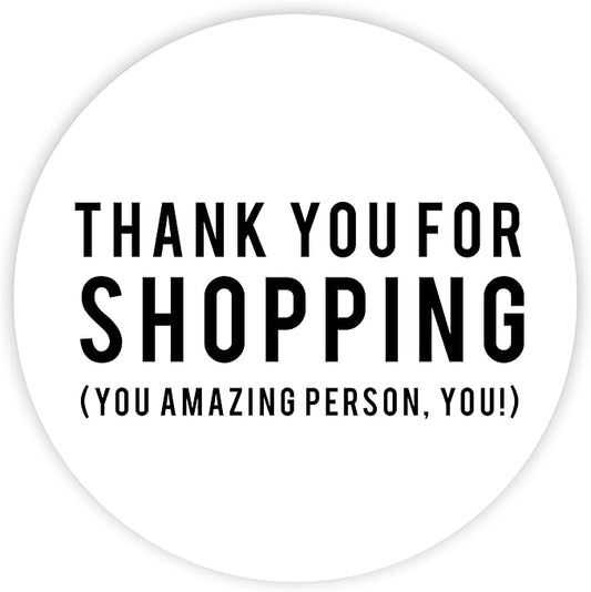 Andaz Press Round Small Business Sticker Labels, 120-Pack, Thank You for Shopping, You Amazing Person, You! Packaging Stickers, Product Labels for Small Business Thank You Stickers