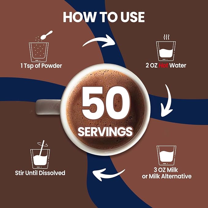 50 Servings Mushroom Hot Chocolate | 10 Mushrooms and Elderberry, Aloe Vera, Echinacea & Quercetin | Support Immunity, Gut & Stress Health | Cocoa Powder, No Melatonin | Vegan & Keto, Gluten-Free