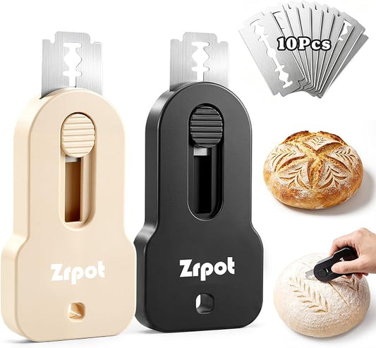 2 pcs Bread Lame, Extractable & Magnetic Sourdough Scoring Tool | Bread Knife for Homemade Bread, Sourdough Scorer Tool, Includes 10 Replace Blade, Dough Scoring Tool