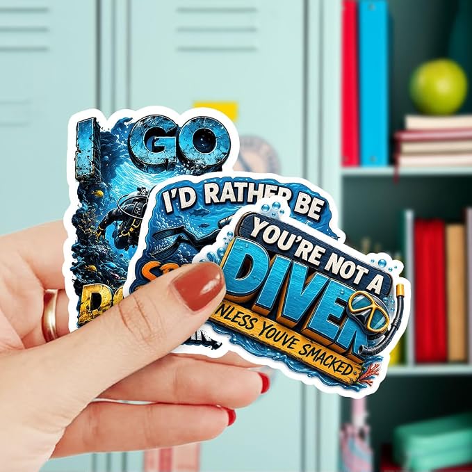 10pcs Suba Diving Stickers for Scrapbook Cartoon Stickers for Water Bottles Vinyl Decals for Kids Teens Laptop Notebook Phone Luggage Skateboard Bike Guitar Helmet
