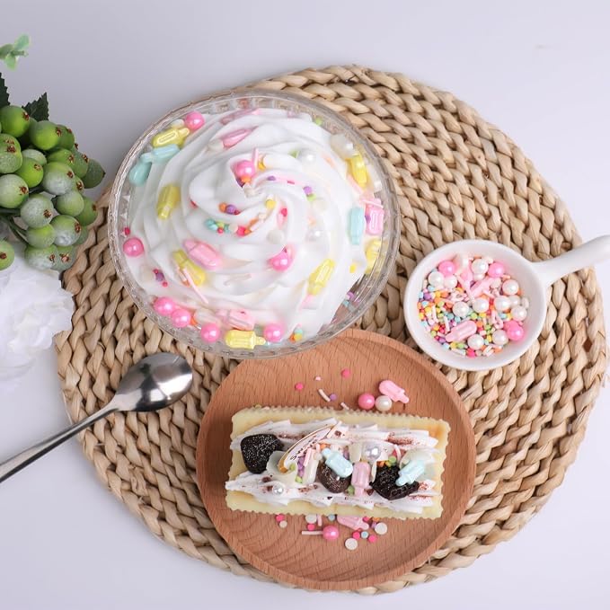 Summer Ice Cream Sprinkles for Cake Decorating, Pastel Sprinkles Popsicle Sugar Baking Edible Cupcake, Cookie, Donut Toppers and Birthday Party Supplies