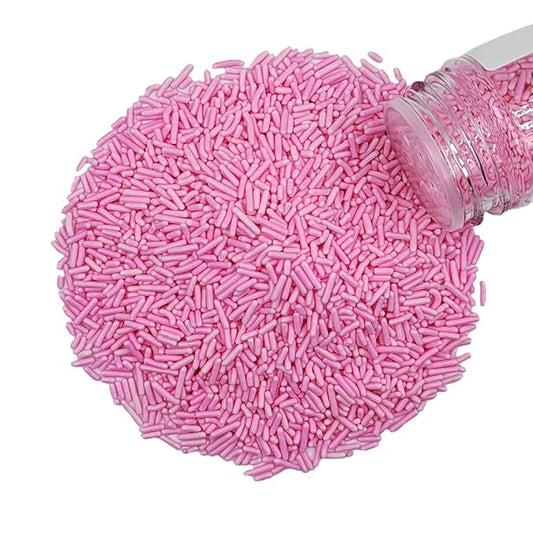Homankit Pink Jimmies Sprinkles Edible Sprinkle Candy Soft Jimmies Toppings for Ice Cream, Cupcake, Cake, Cookie, Dessert Decorating 2.75 Ounces