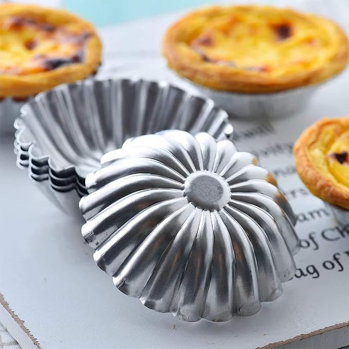 20Pcs Egg Tart Molds, Mini Tart Pan Aluminium Pie Tins Cupcake Cake Baking Cups