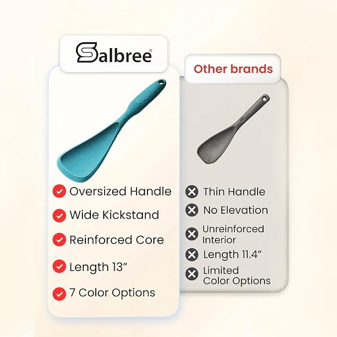 Silicone Spoon Spatula for Cooking - Multifunction Scoop Spatula Spoonula - Heat Resistant Cooking Spoon for Nonstick Cookware - Large Silicone Kitchen Spoon - Seamless Design (Teal/Khaki,2pcs)