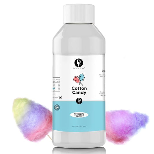 Dolce Flav Cotton Candy Extract – 8 Ounce Water-Soluble Kosher, Sugar-Free, Concentrated Carnival-Style Flavoring for Baking, Frostings & Drinks