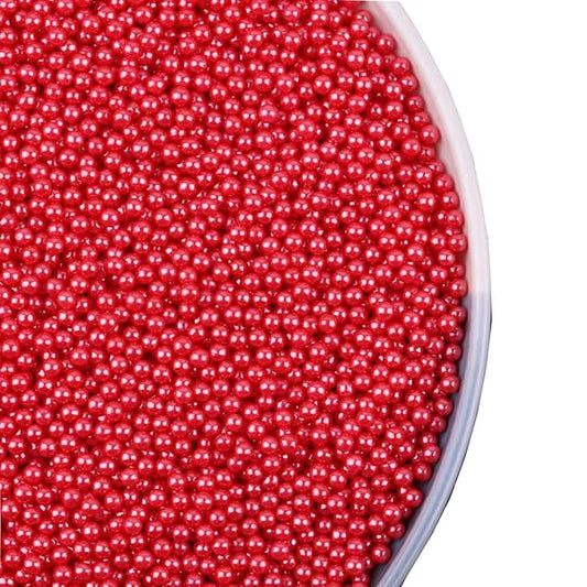 Red Sprinkles Edible Pearls Sprinkles,Cake sprinkles130g 4.6OZ,Cookie sprinkles,Sugar Pearl, Edible Candy Pearls for Cake Cupcake Decorationg (4mm-Red)