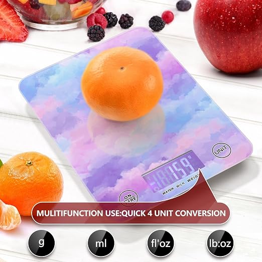Food Scale Kitchen Scale Food Weight Scales Digital Weight Grams and Ounces Small Electronic Food Scale for Baking Cooking Pink Purple Blue Gradient