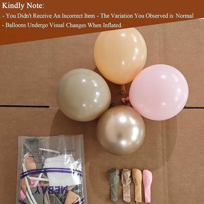 MEBAY Boho Pink Nude Neutral Balloon Arch Kit, 166Pcs Pastel Brown Maca Light Pink Nude Champagne Gold Balloons Garland for Baby Shower Gender Reveal Birthday Party Decoration