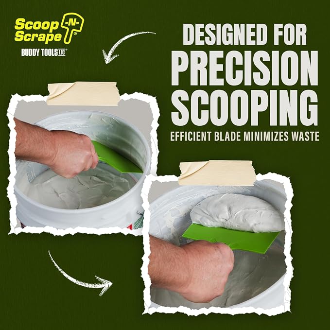 Buddy Tools Scoop-N-Scrape Bucket Scoop - Pack of 2 | Efficient Bucket Scoop for 5-Gallon Buckets - Curved Bucket Trowel - Heavy-Duty Nylon - Scrapes Clean