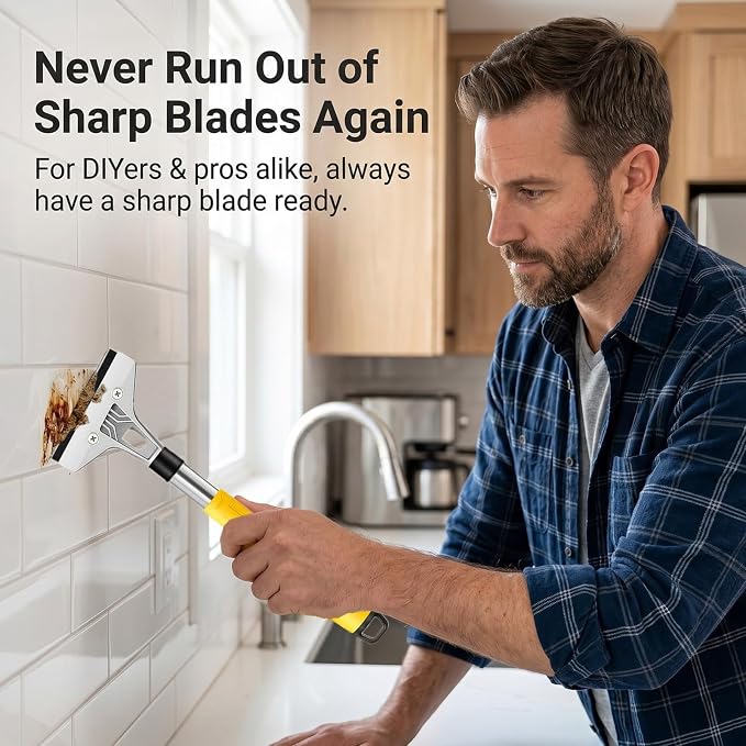 30 Pack 4 Inch Scraper Blades, High-Carbon Steel, with Storage Box | Stays Sharp Through Full Paint Jobs, 5× Wider Coverage, Fits Most 4-inch Scrapers, Safe on Glass Stovetops and Tiles