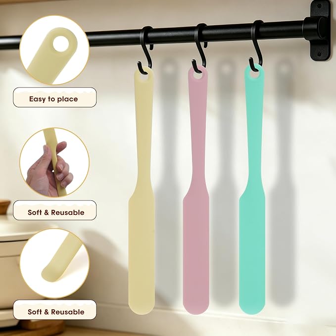 Food-Grade Silicone Measuring Cups with 3Pcs BPA Free Measuring Cups (1/2Cup/1Cup/2Cup) and 3Pcs Reusable Jar Spatulas, Non-Stick Chocolate Melting Cup for Home Baking
