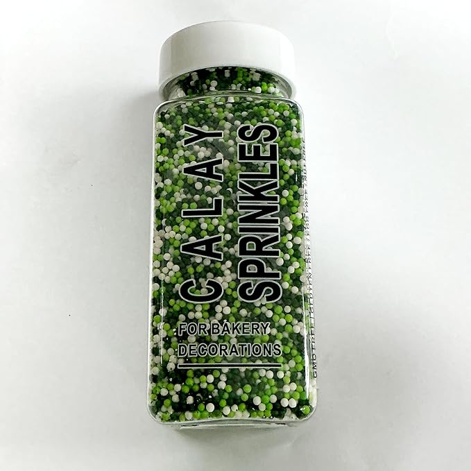 Homipooty Nonpareils Sprinkles Edible Green White Pearl Sugar sprinkles 110g/3.88oz 2mm Mini Sugar Pearls Baking Cakes Cupcake Topper Ice Cream and Cake Decorations for Patrick's Day