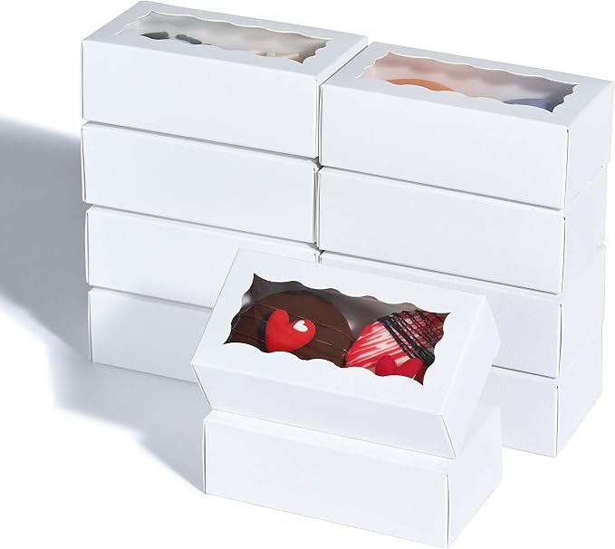 50PCS 4.17 x 2.16 x 1.37 Inches White Macaron Gift Boxes for 2, Chocolate Covered Ores Boxes, Macaron Packaging for Wedding, Party, Thank You Favors