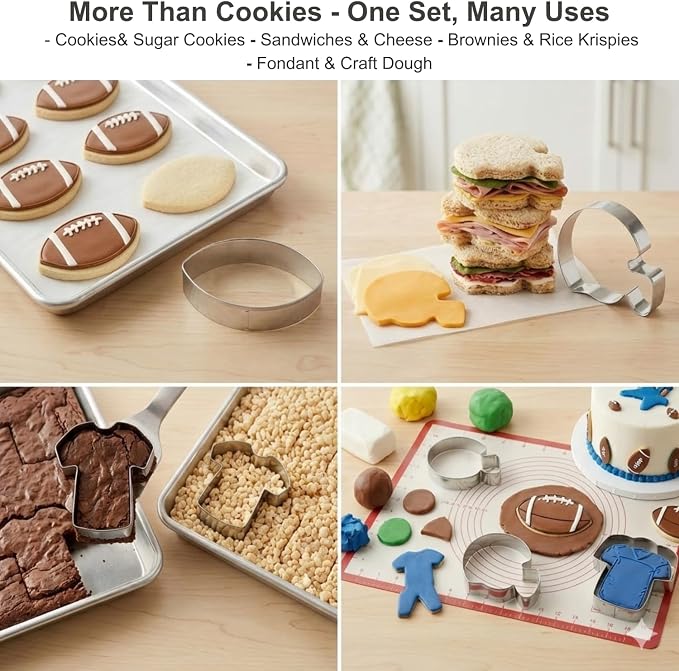 LUBTOSMN New Football Cookie Cutter Set-3 Piece-3.5 inch-Football, Football Helmet and Jersey Fondant Biscui Cutters