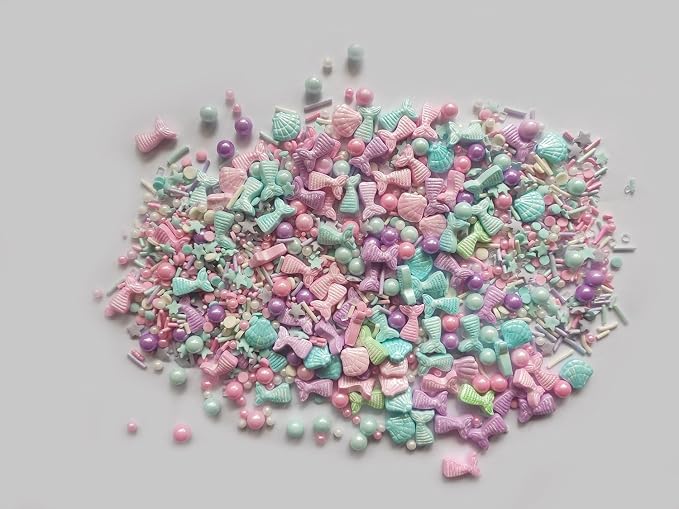 Edible Mixed Ocean Mermaid Candy Sprinkles Starfish Dessert Sprinkle Shell Cake Cupcake Toppers Pearl Cookie Decorations Sweet Personalities Candy Sprinkles for Cake Decorating, 3.53 oz