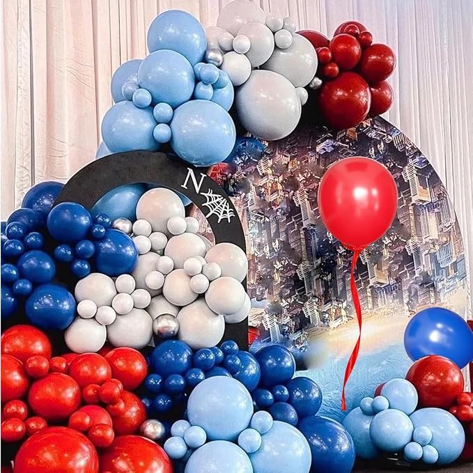 MEBAY Blue Red White Balloons Arch Garland Kit, 147 Pcs Royal Blue Red White Confetti Blue Red Balloon for Graduation Birthday Party Baby Shower Wedding Decorations