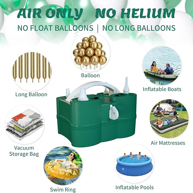 Balloon Pump Electric Party Decorations - Electric Balloon Pump for Balloon Arch Kit, Portable Dual Nozzle Balloon Inflator