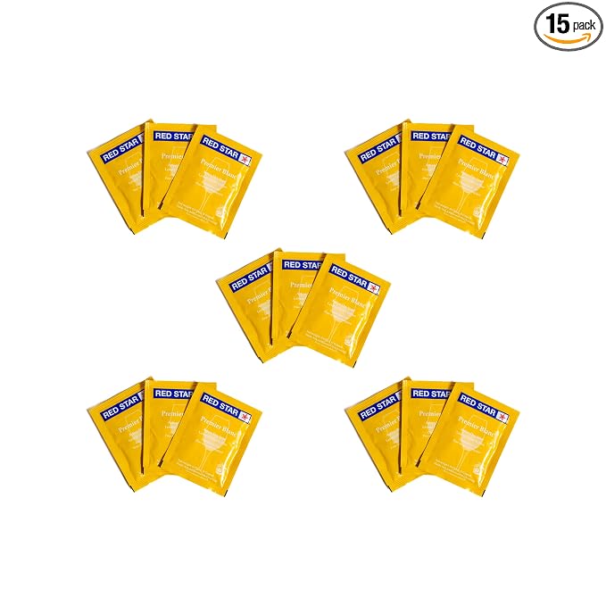 Craft A Brew - Red Star Premier Blanc Wine Yeast - All-Purpose, High-Performing Dry Wine Yeast - For Red & White Wines - Ingredients for Home Fermenting - Wine Making Supplies - 15 Pack