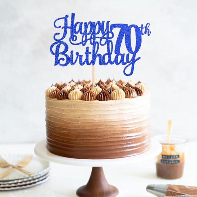 1 PCS Happy 70th Birthday Cake Topper Glitter Cheers to 70 Years Birthday Cake Pick Seventy 70 Fabulous Cake Decoration for Happy 70th Birthday Anniversary Party Decorations Supplies