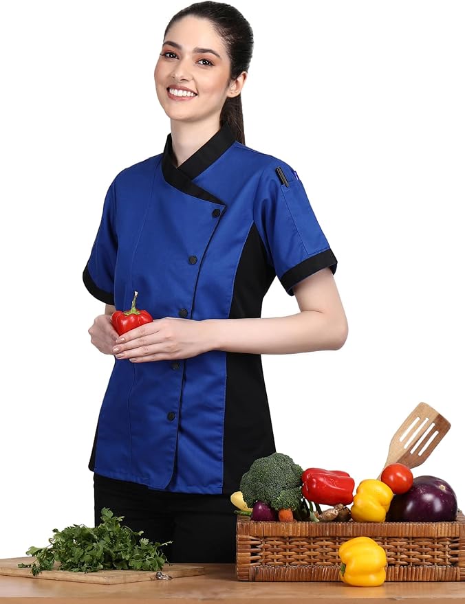 Short Sleeves Only Women's Ladies Side Mesh Chef's Coat Jacket