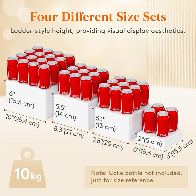 Lifewit 5 PCS Buffet Risers and Stands, Up to 25 cm/10" Food Risers for Buffet Table, Catering Dessert Cake Holder for Party, Jewelry Display Shelf, Nesting Cube Boxes, (6",6",7.8",8.3",10") White