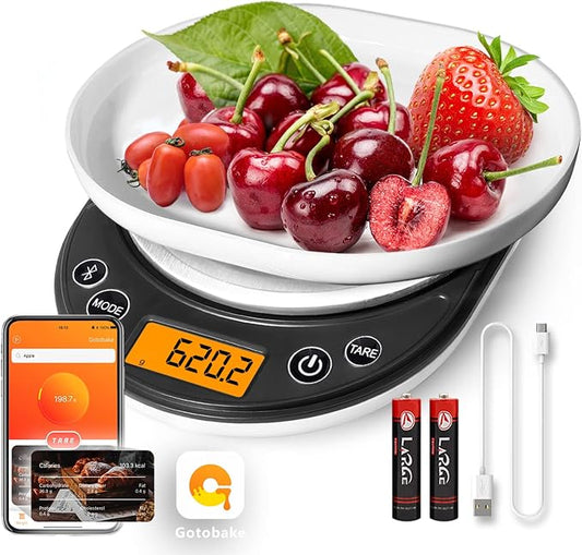 UNIWEIGH Smart Digital Food Scale Grams and Ounces Kitchen Scale 0.1g/3kg | Scale with Nutritional Calculator,Food Weight Scale for Weight Loss,Keto, Macro,Calorie,Meal Prep,6 units,LCD display