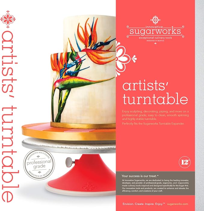 Sugarworks Artists Cake Turntable Rotating Cake Stand Cake Decorating Stand, with Brake/Stop