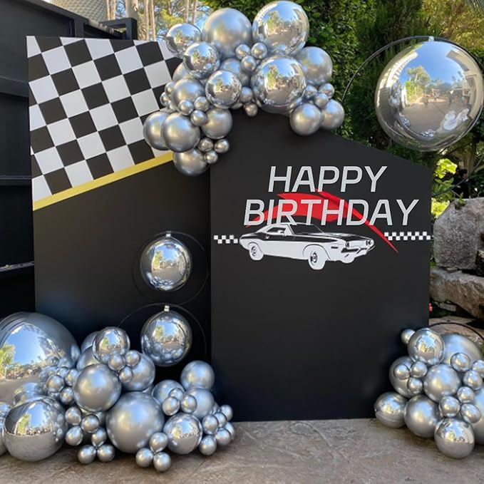 120pcs Metallic Silver Balloon Arch Kit, 18 12 10 5 inch Chrome Silver Latex Balloons Different Sizes Balloon Garland for Wedding Baby Shower Disco Birthday Party Decorations